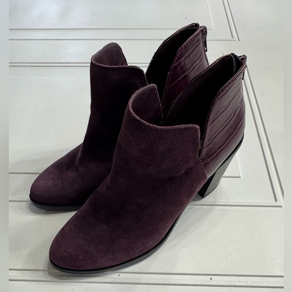 Dolce Vita DV Womens Size 8.5 Burgundy Suede Croc 3.5" Heel Ankle Bootie Shoes - Picture 1 of 7